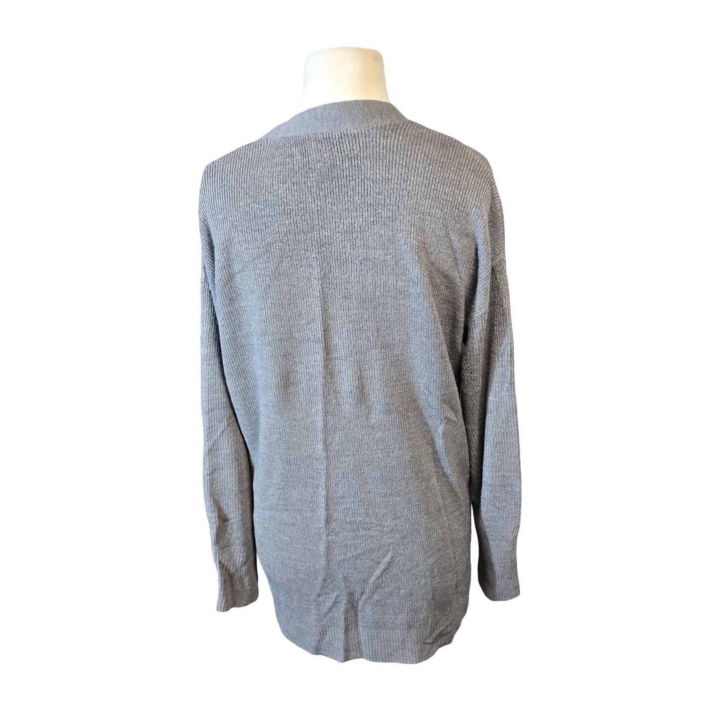 Next Grey Ribbed Open-Front Cardigan  Long Sleeve  Size 12/14