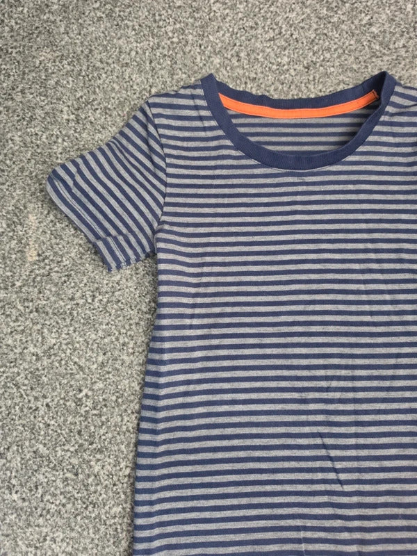 Marks & Spencer Boys Navy & Grey Fine Striped Short Sleeve T-Shirt Age 7-8 Years