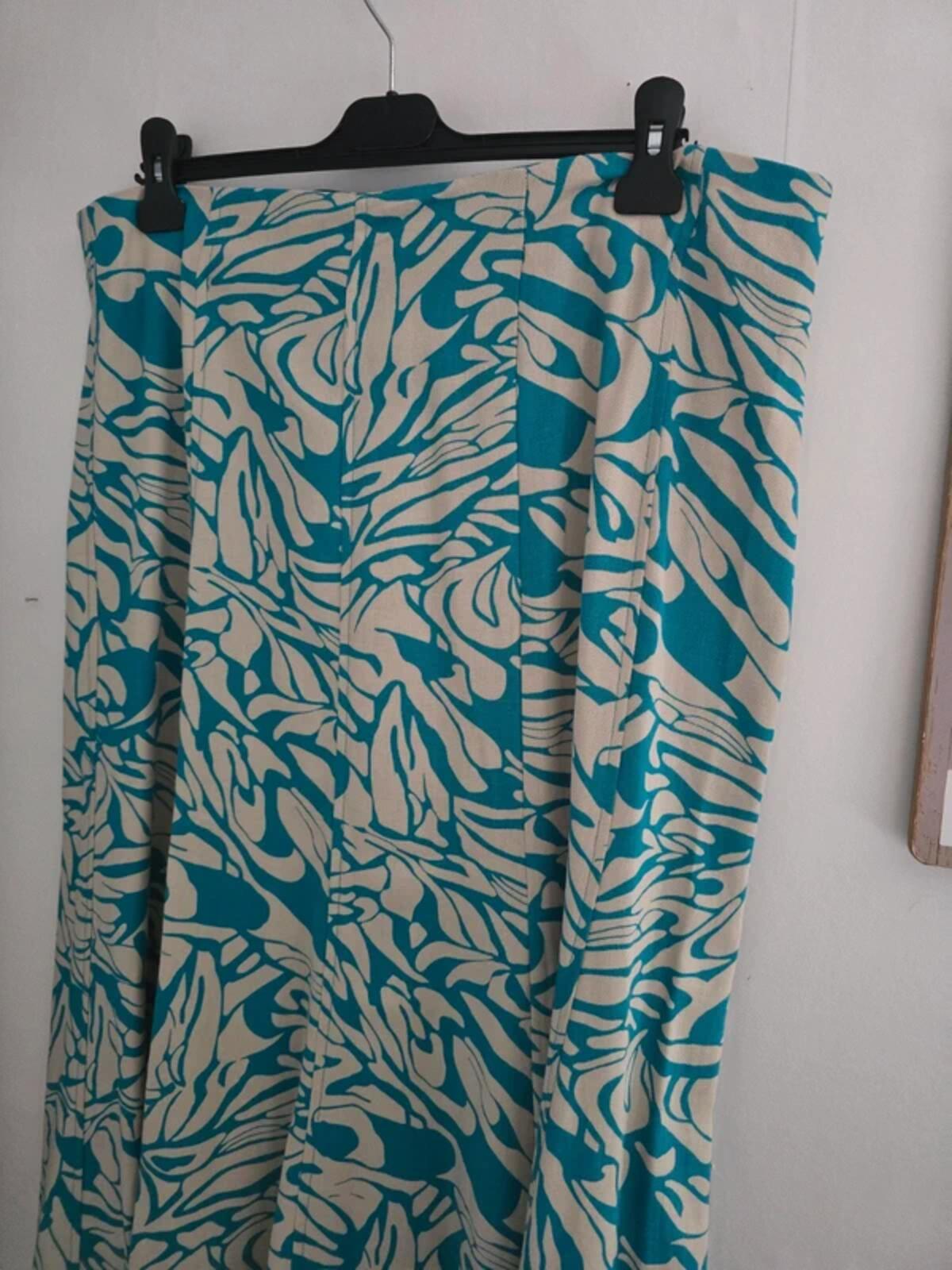 Edinburgh Woollen Mill Turquoise & Cream Floral Flared Midi Dress Size 18