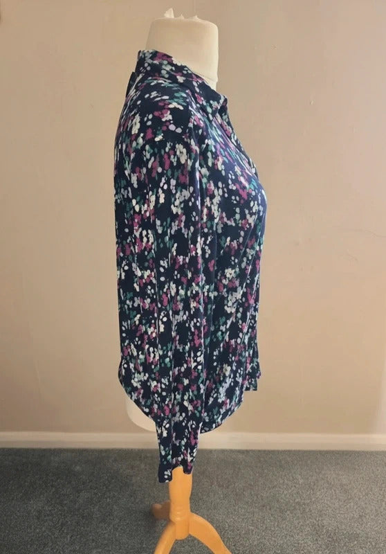 Bonmarché Black Multicoloured Floral Long Sleeved Shirt Size 14 NWT