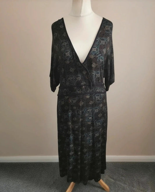 Vintage 2005 Next Rare Y2K Boho Floral Maternity Midi Dress Size 18