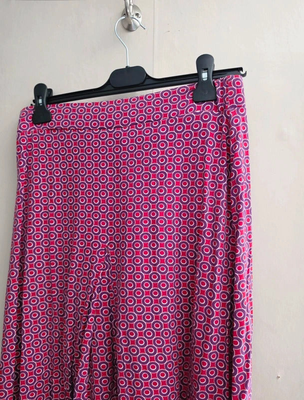 Boden Red & Purple Geometric Patterned Knee Length Flared Skirt Size UK 10 Reg