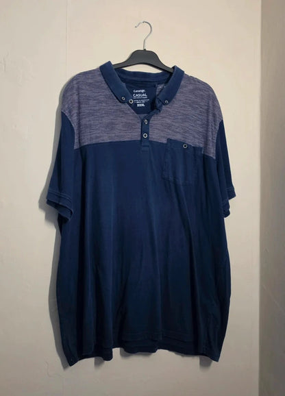 George Men's Navy Blue Striped Polo Shirt Size 3XL