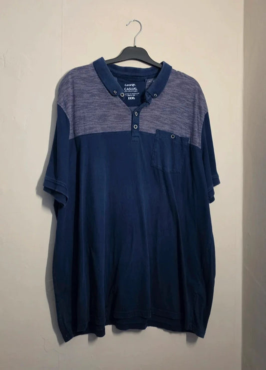 George Men's Navy Blue Striped Polo Shirt Size 3XL