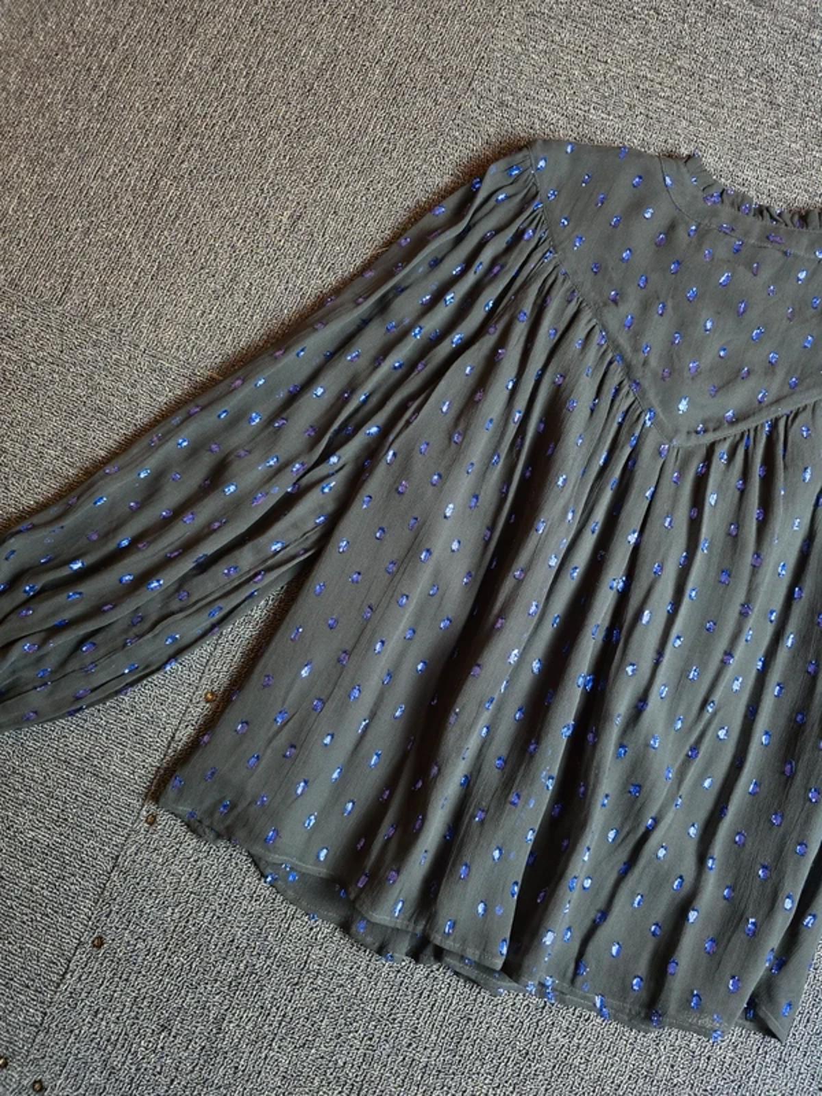 Whistles Sheer Glitter Polka Dot Blouse Black Size 8 Evening Smart