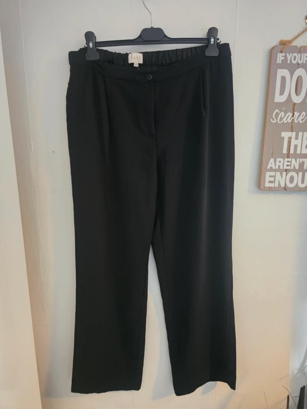 East Black High-Waisted Flared Work Trousers Size 14