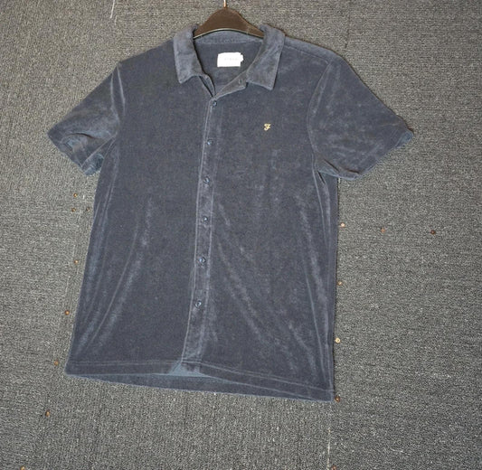Navy towelette short sleeved shirt Men's Farah size Med