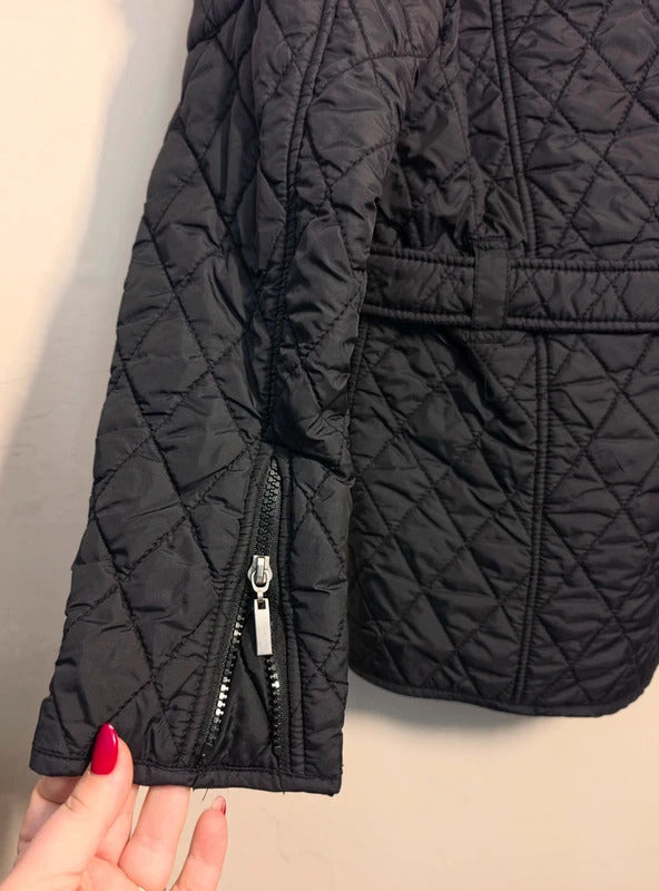 FieldFox Black Quilted Belted Country Jacket with Fleece Lining – Size Medium