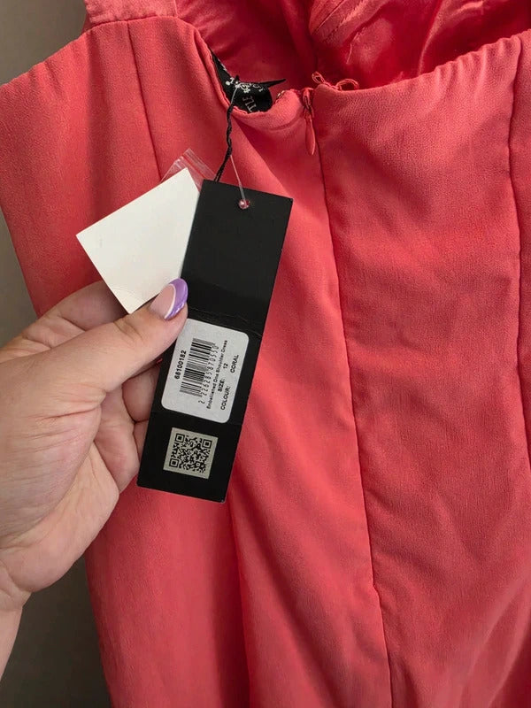 Little Mistress Coral One Shoulder Gem A-Line Dress NWT Size 12