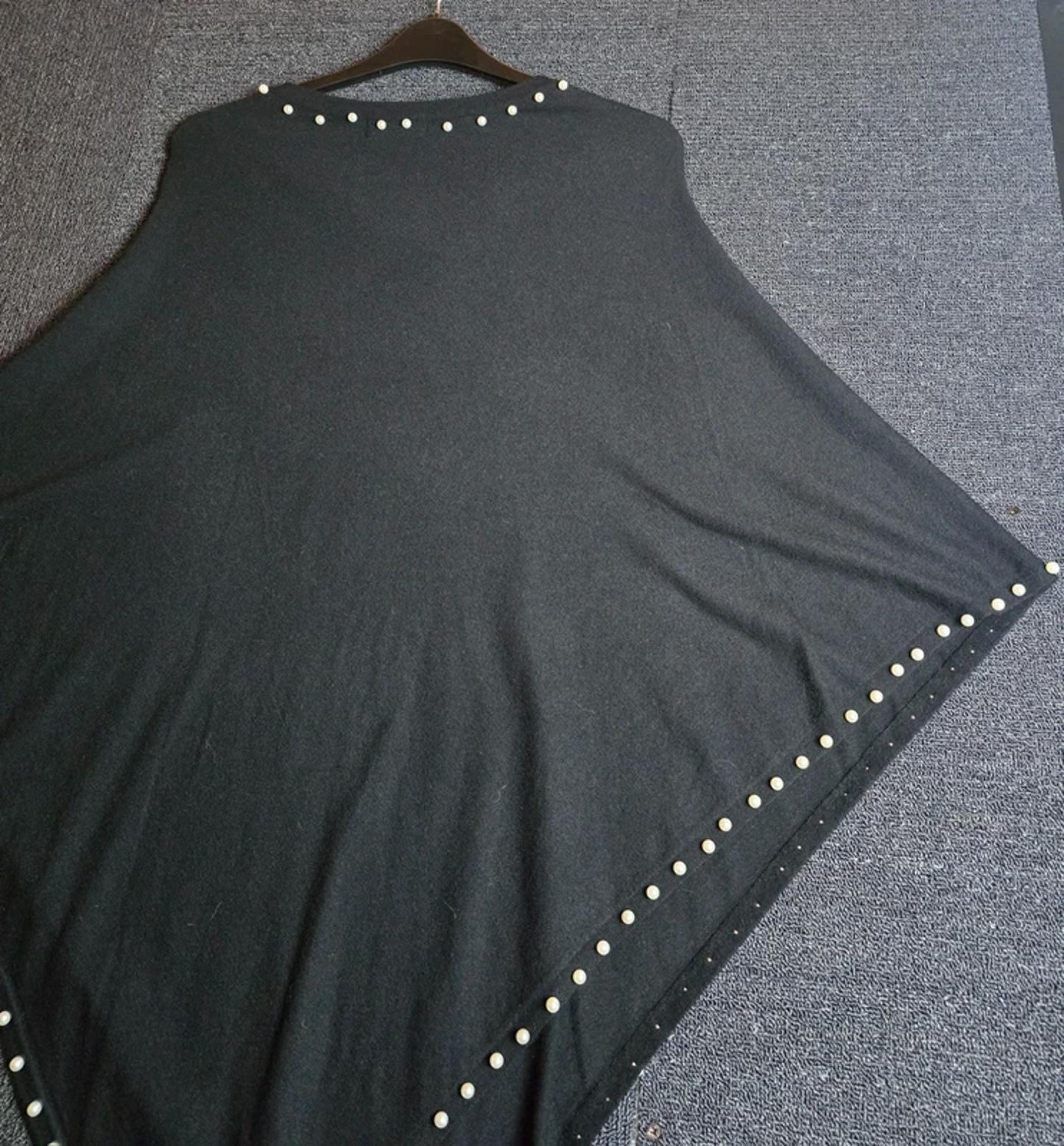Frank Usher Poncho Black Size 16–22 Pearl Detail / Layering