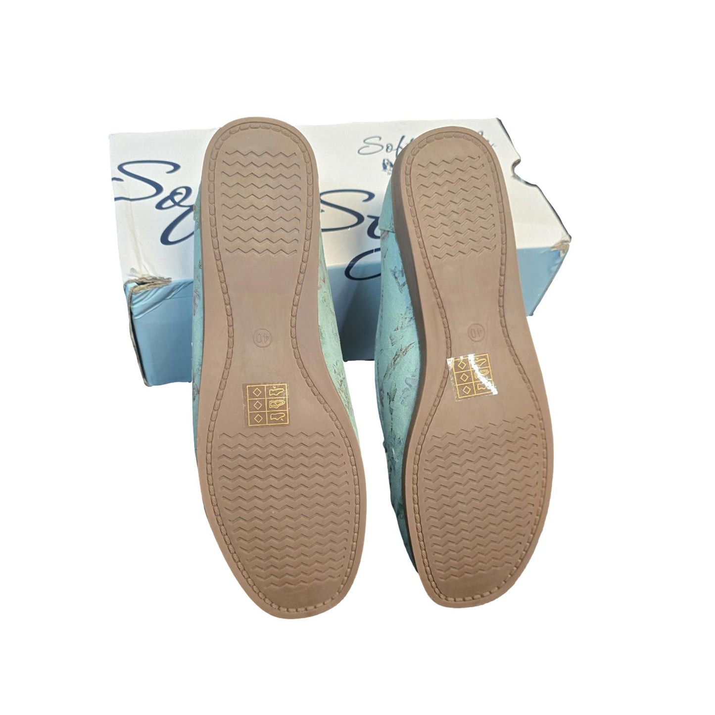 Hush Puppies Soft Style Loafers Aqua Green Size 7 'Kinsey' Floral New In Box