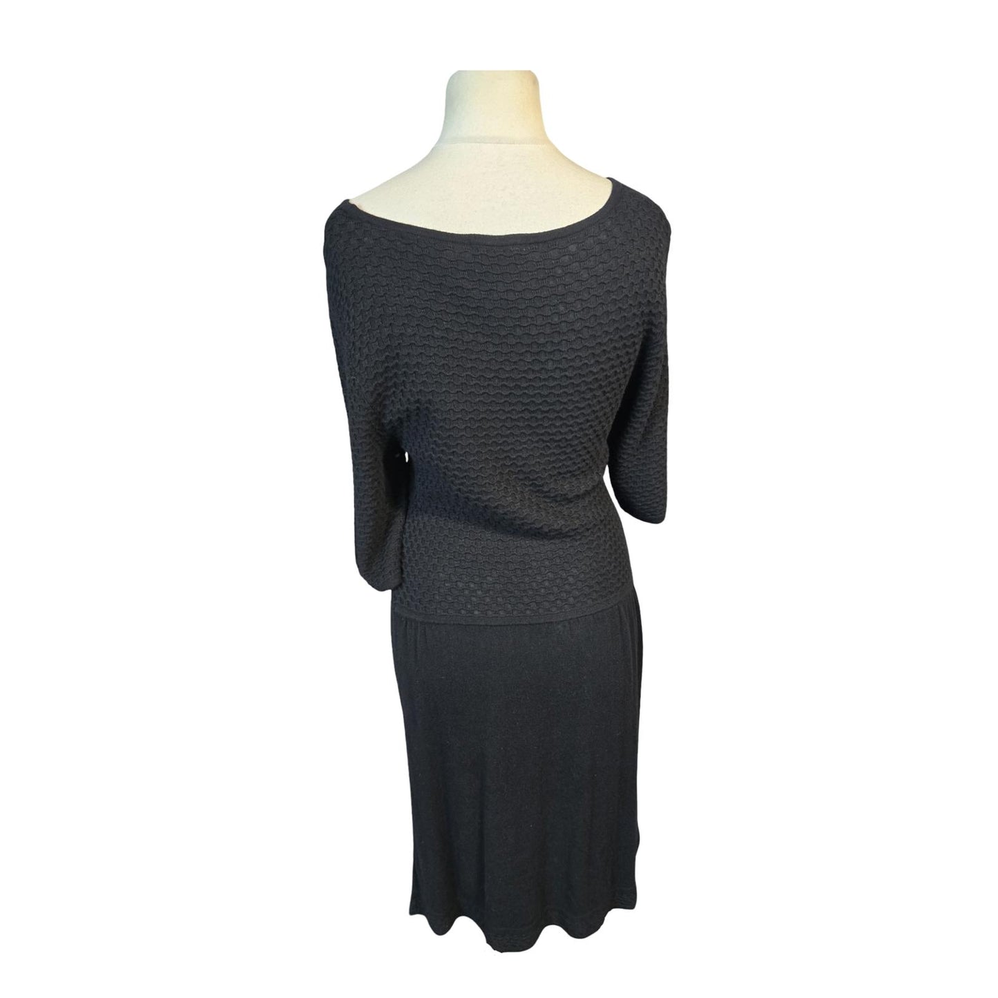 Tu Black ¾ Sleeve Dress  Knitted Top Knee Length Size 14