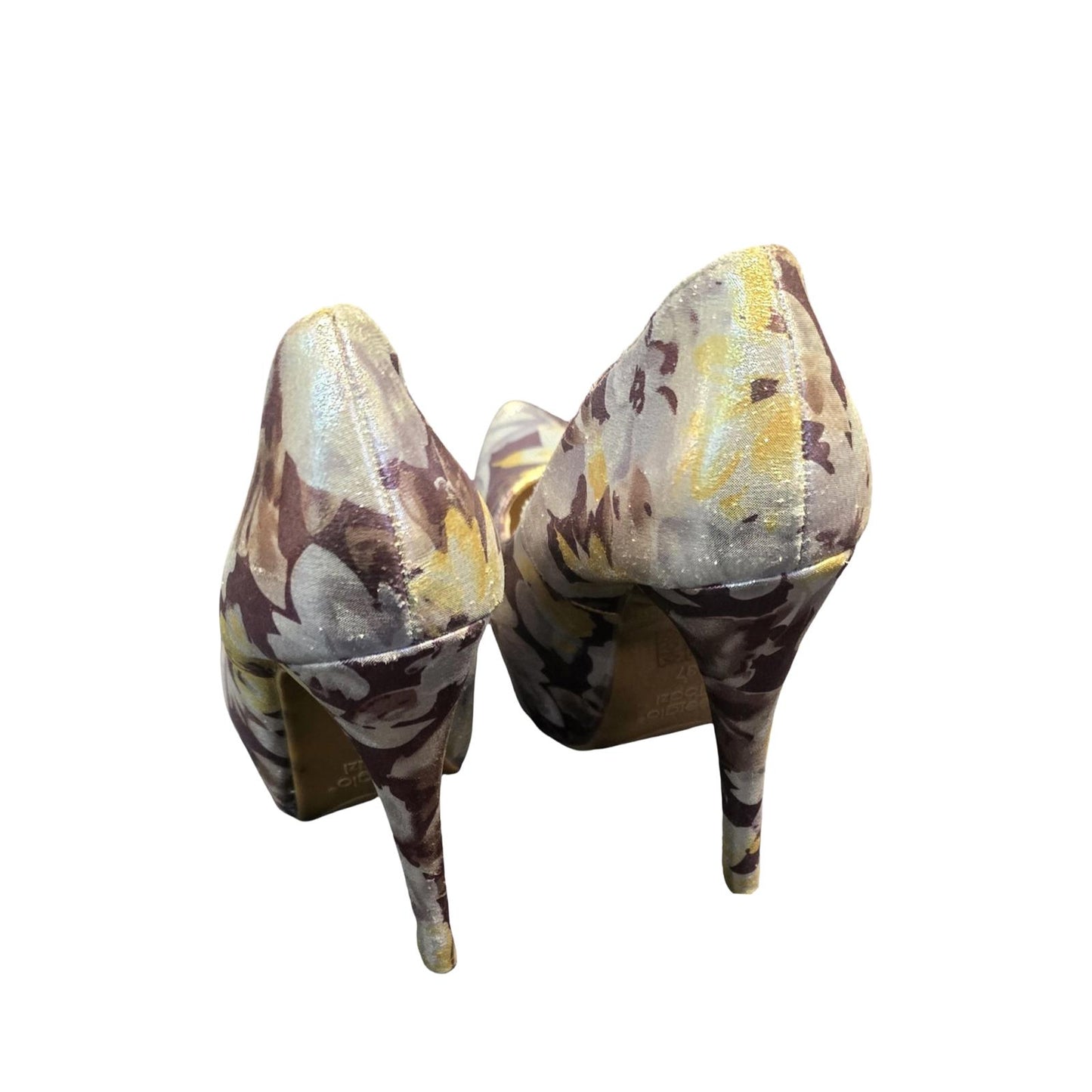 Sergio Todzi Platform Heels Floral Metallic Size 4 Statement