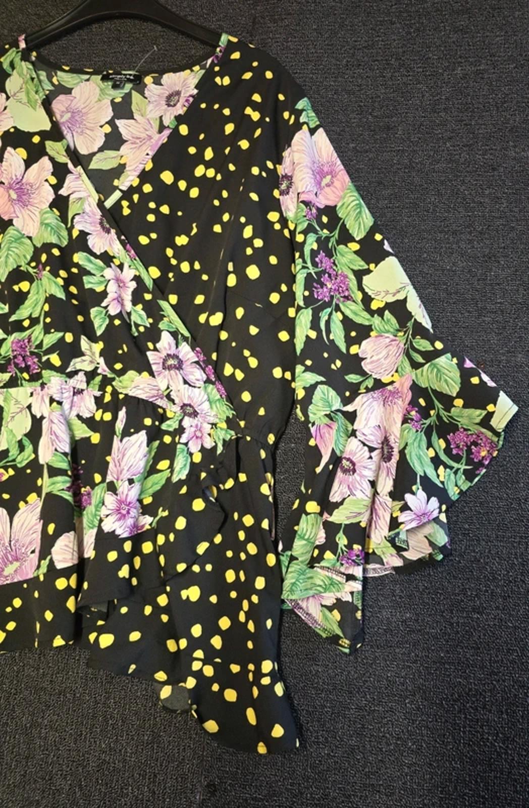 Simply Be Peplum Top Multicoloured Size 22 Floral Flared Weekend