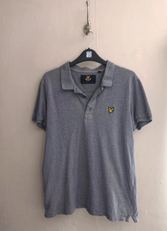 Lyle & Scott Mens Light Grey Short Sleeved Cotton Polo Shirt Size Medium