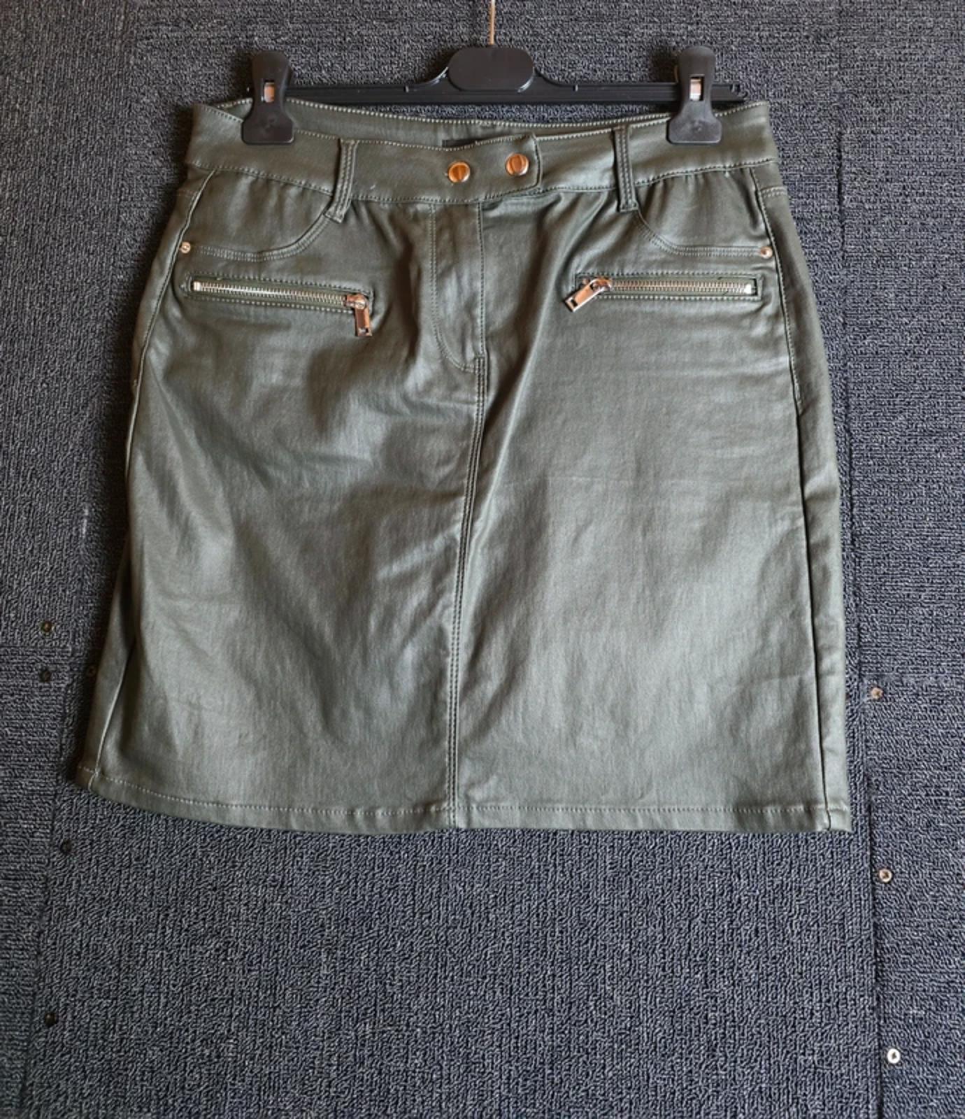 Khaki Green Coated Skirt Size 14 Casual Next