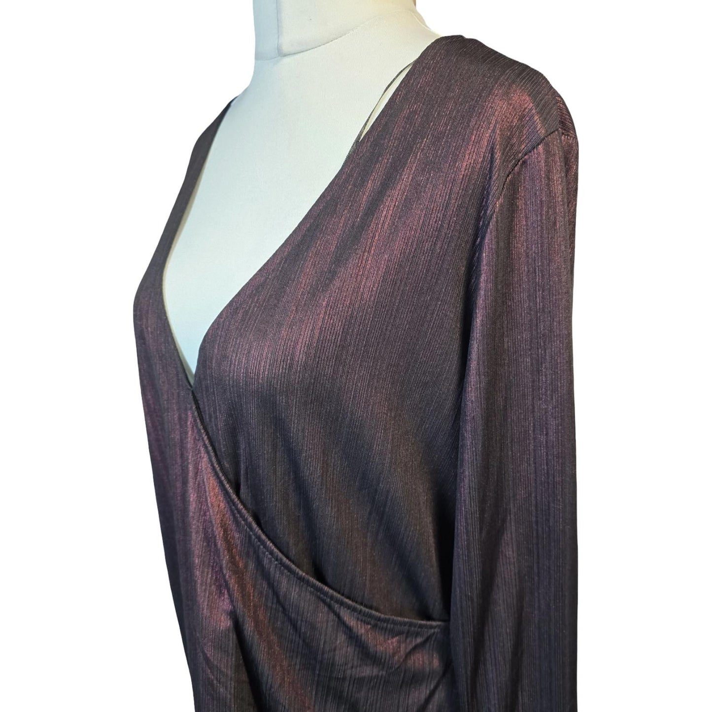 Burgundy Metallic Wrap Top Size 16-18 Partywear Bodyflirt