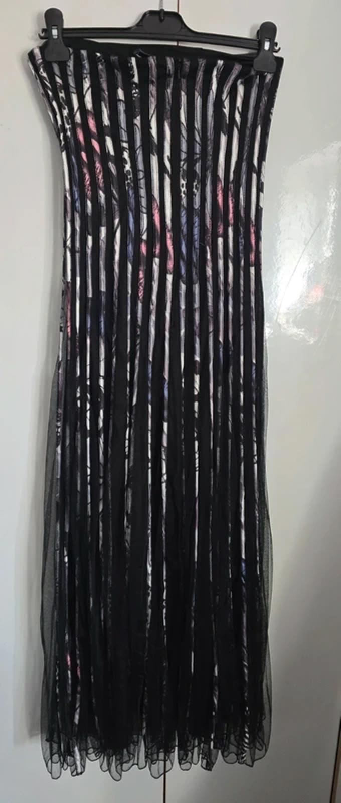 Izabel London Strapless Maxi Dress Black Floral Pleated Size 8 Evening Formal