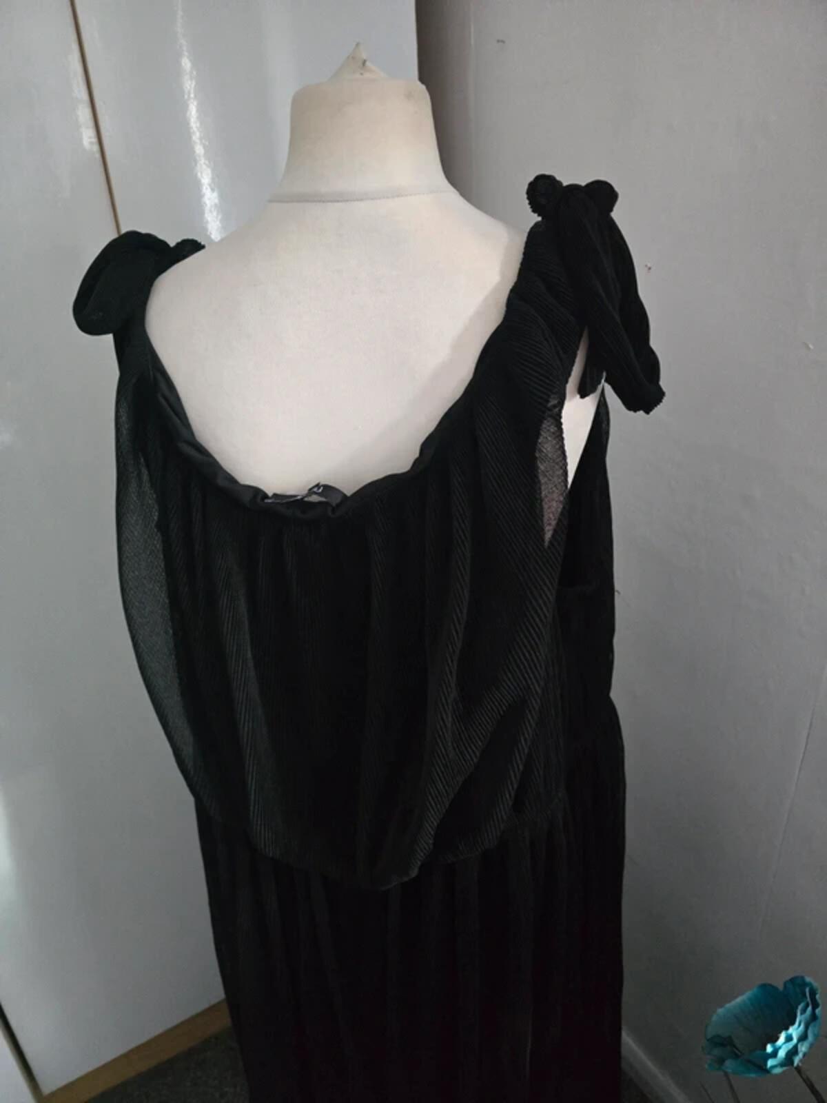 Next Black Sleeveless Shoulder-Tie Ribbed Maxi Dress Size 26