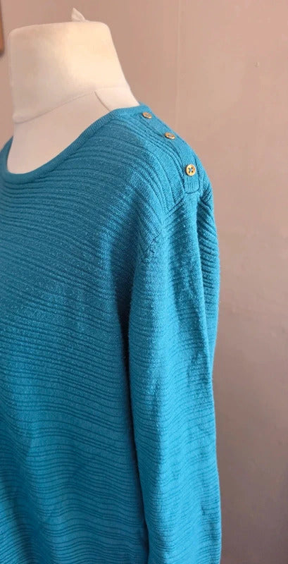 Bonmarche Teal Green Shoulder-Button Knitted Jumper Dress Size 22