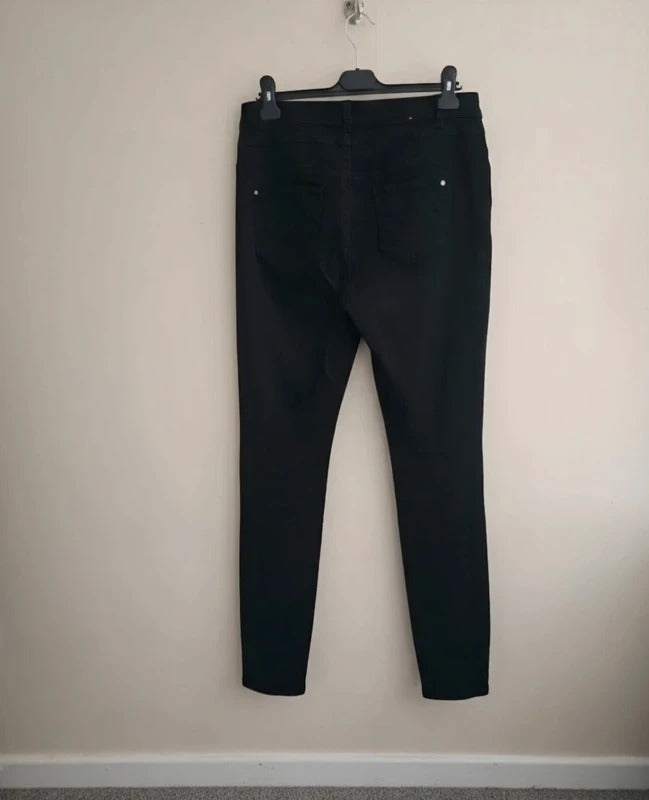 Peacocks Rita Black High Rise Super Skinny Jeans Size 14