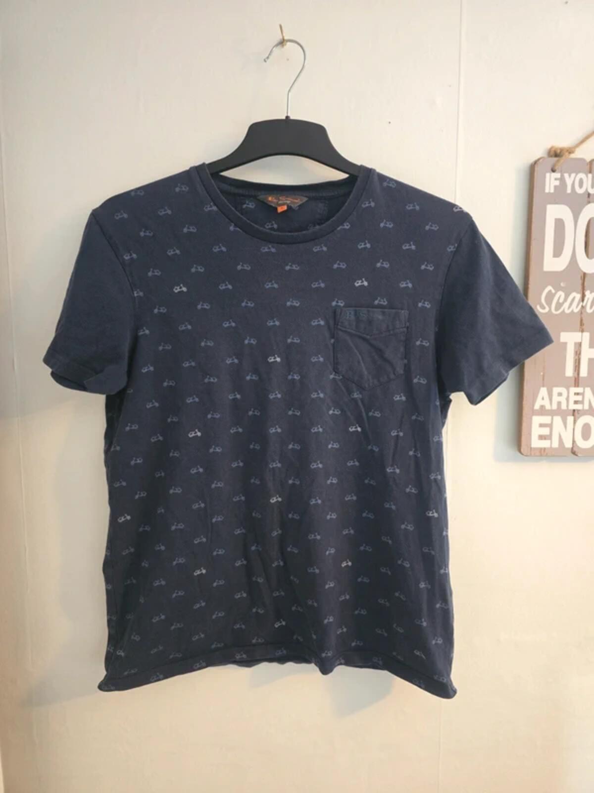 Men's Ben Sherman Blue Moped Graphic Short-Sleeve T-Shirt Size M