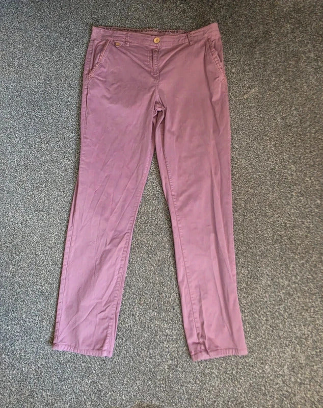 Mantaray Women's Dusky Purple Slim Leg Chino Trousers Size 14 Short