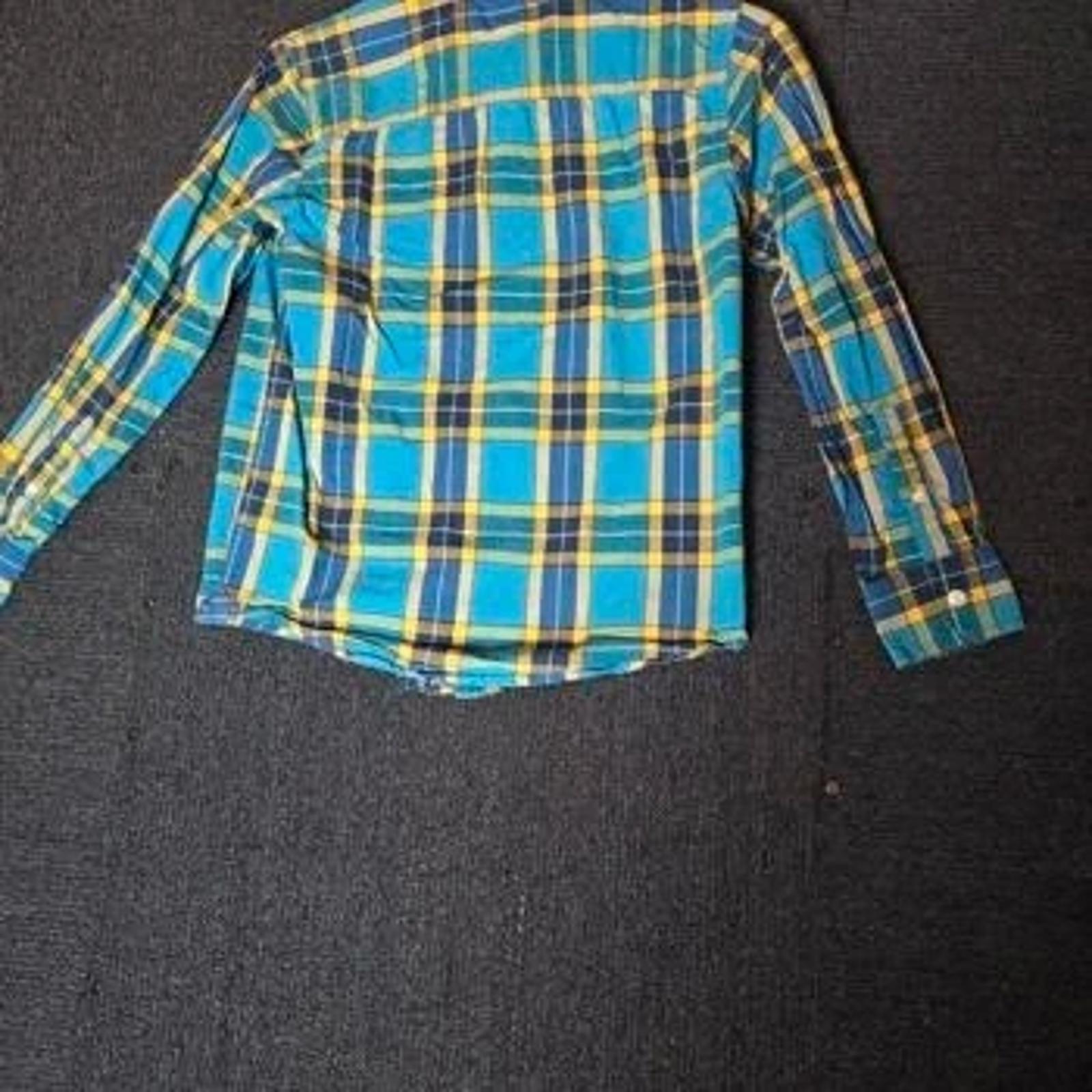 Gap Kids boys green blue & yellow checked long sleeved shirt boys 8-9years