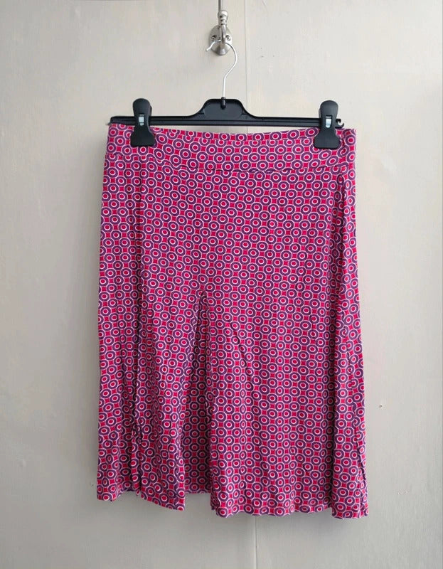 Boden Red & Purple Geometric Patterned Knee Length Flared Skirt Size UK 10 Reg