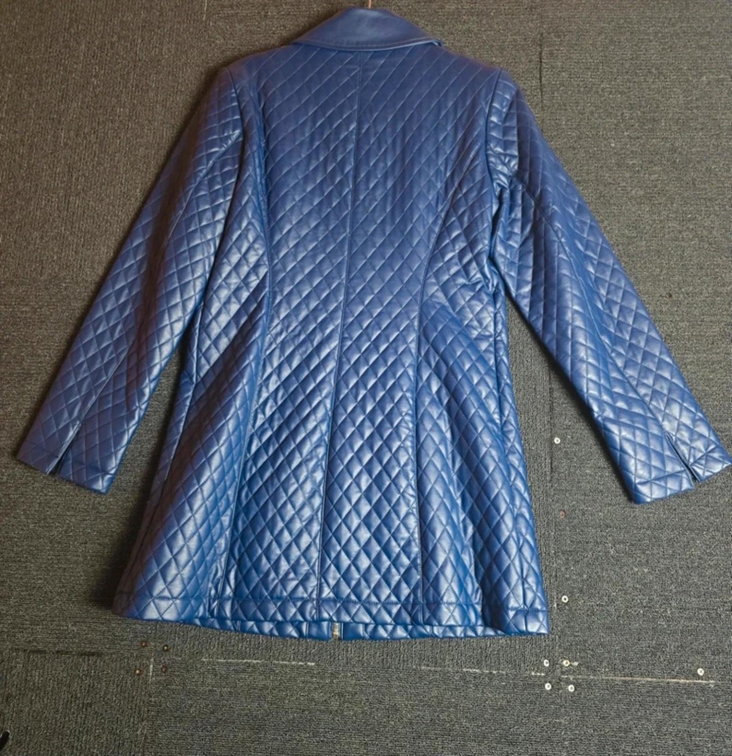 Dennis Basso blue quilted leather jacket small size 8/10