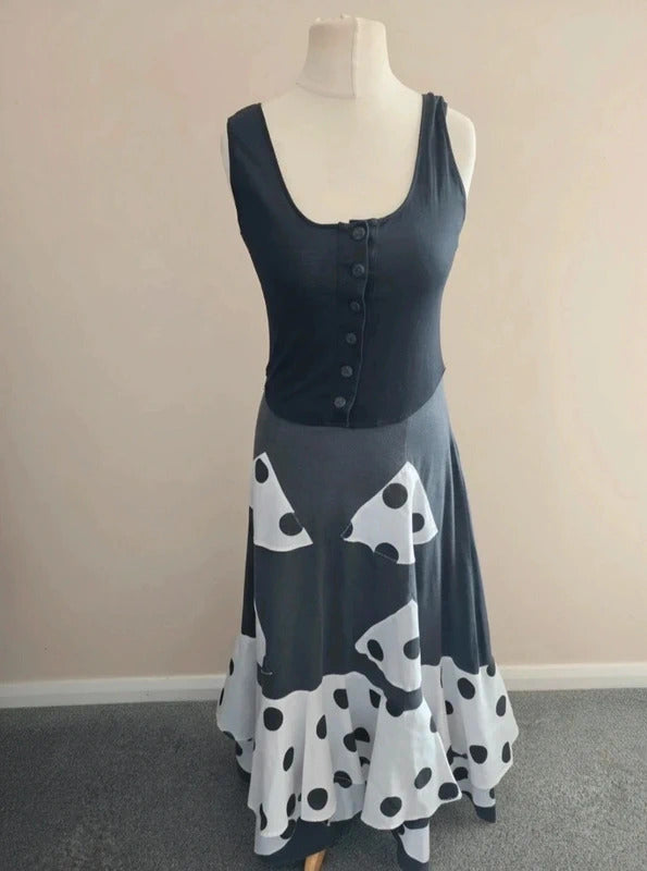 Joseph Janard Black & White Polka Dot Flared Midi/Maxi Dress EU 40 (Size 12)