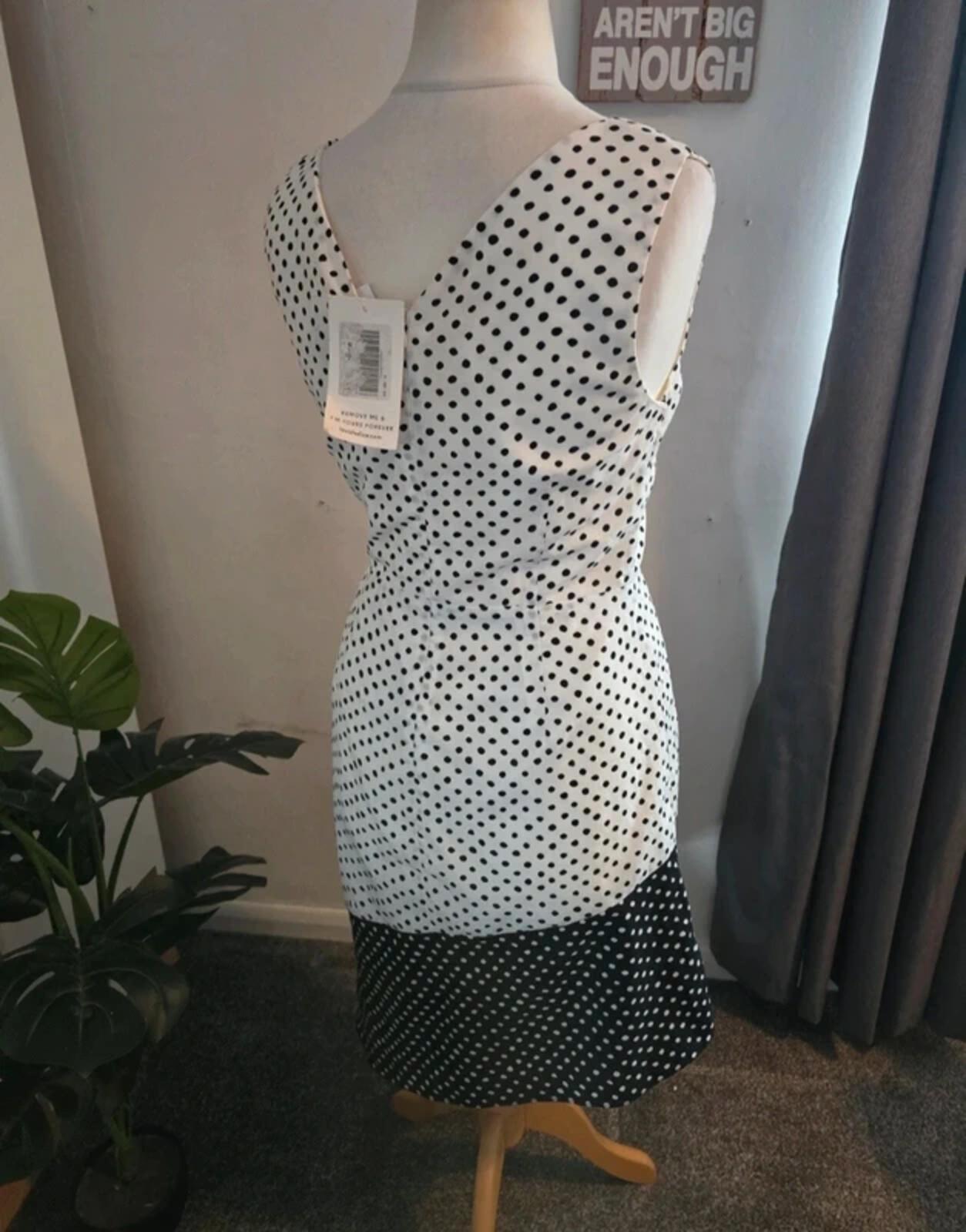 NWT Lavish Alice Asymmetrical Polka Dot Dress  Monochrome Glam size 12