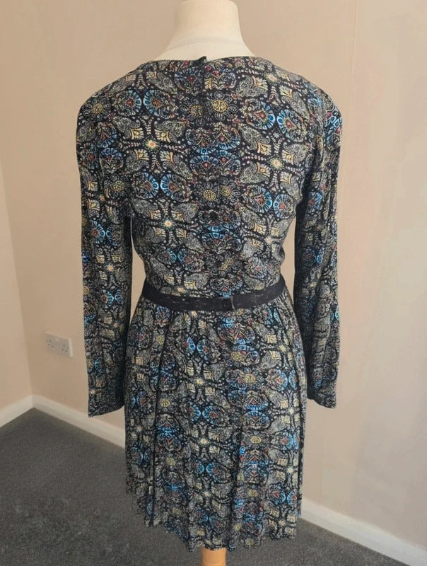 Brave Soul Women's Black Multicoloured Patterned  Knee-Length Dress Size 10-12
