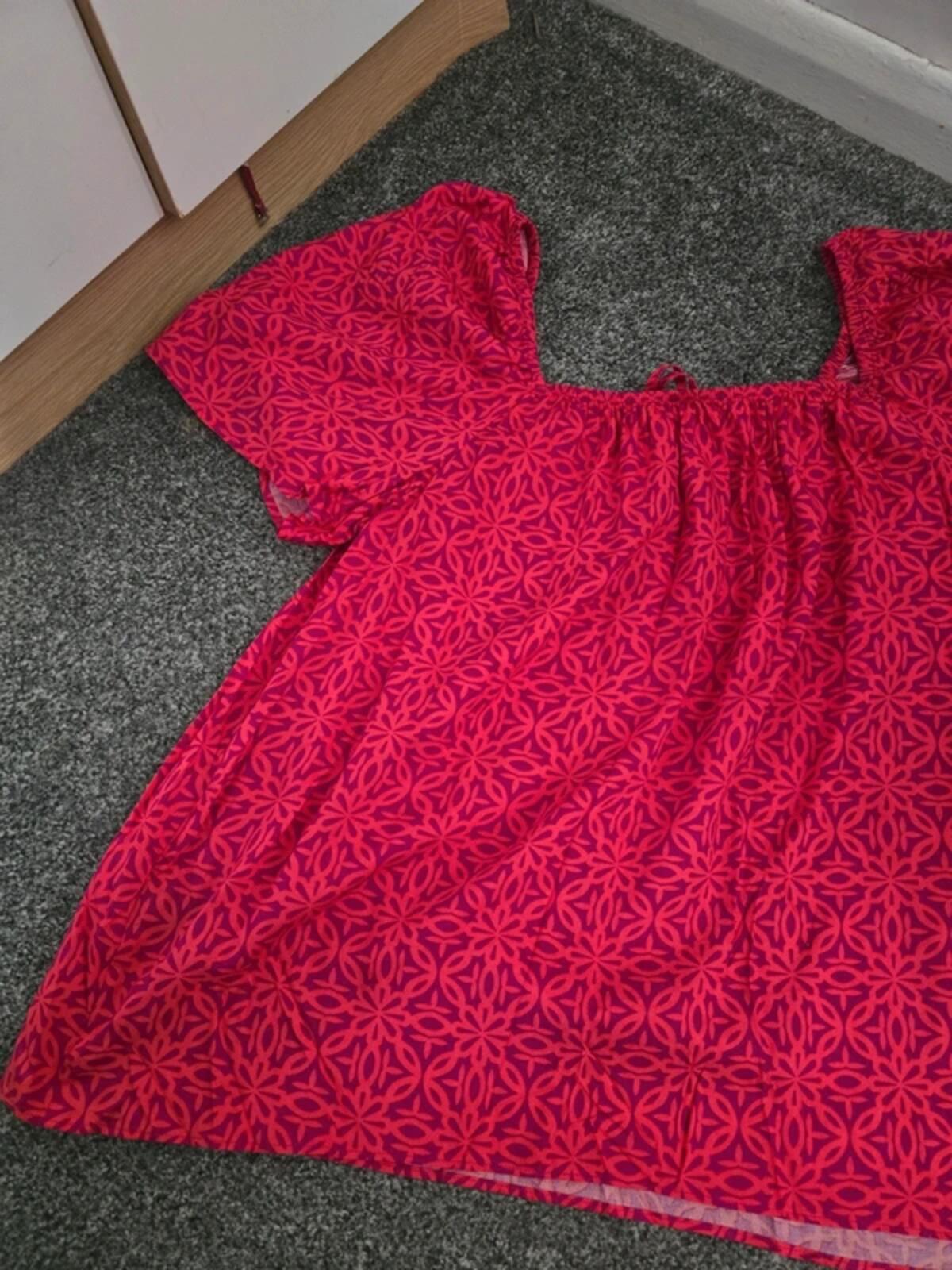 Matalan Red & Purple Patterned Off-The-Shoulder Top Size 16
