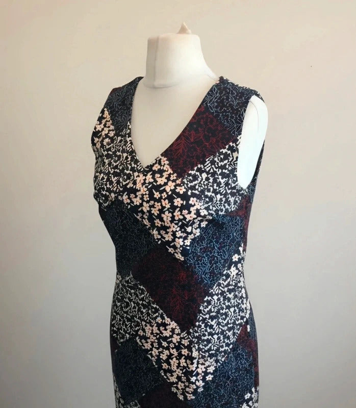 Tu Patchwork Floral A-Line Midi Dress Size 10