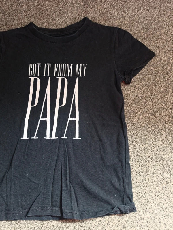 River Island Girls Black "Got It From My Papa" Slogan T-Shirt Age 4-5 Years