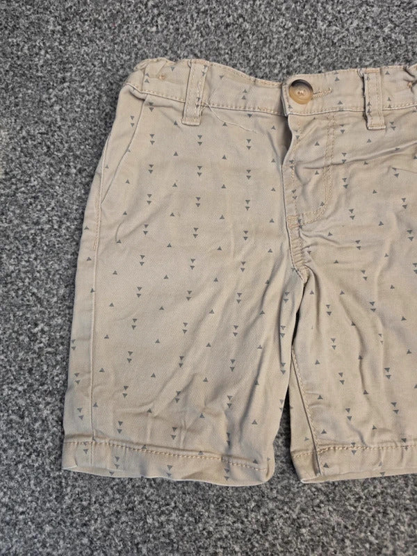 Primark Boys Beige Printed Chino Shorts Elasticated Side Waist Age 2-3 Years