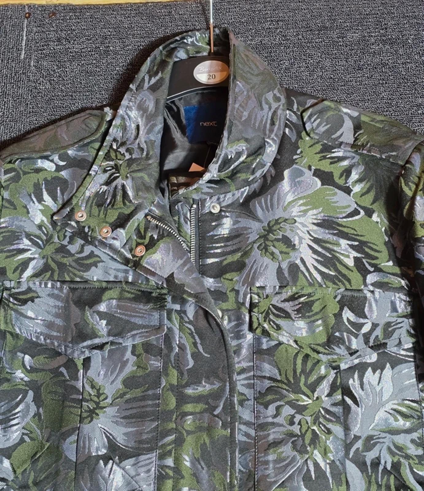 Next Jacket Metallic Black, Silver & Green Size 12 Utility Smart Causal