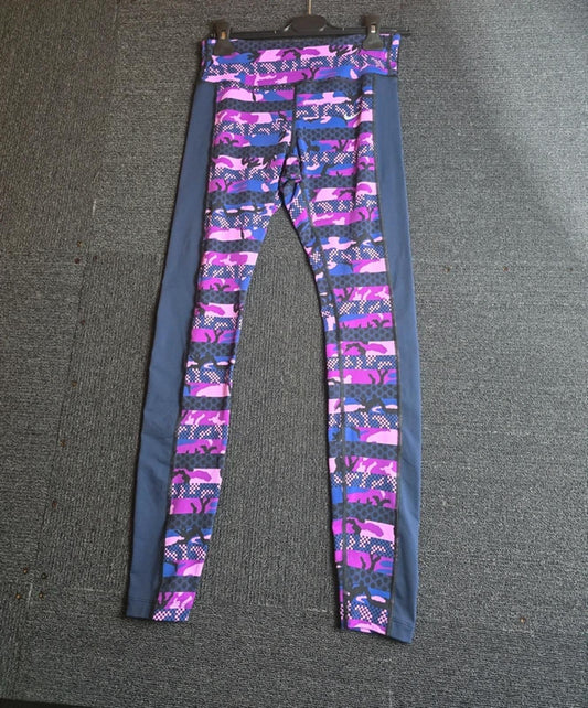 Nike Dri-FIT Leggings Purple Pink Print UK Size 8 Gym Yoga Running