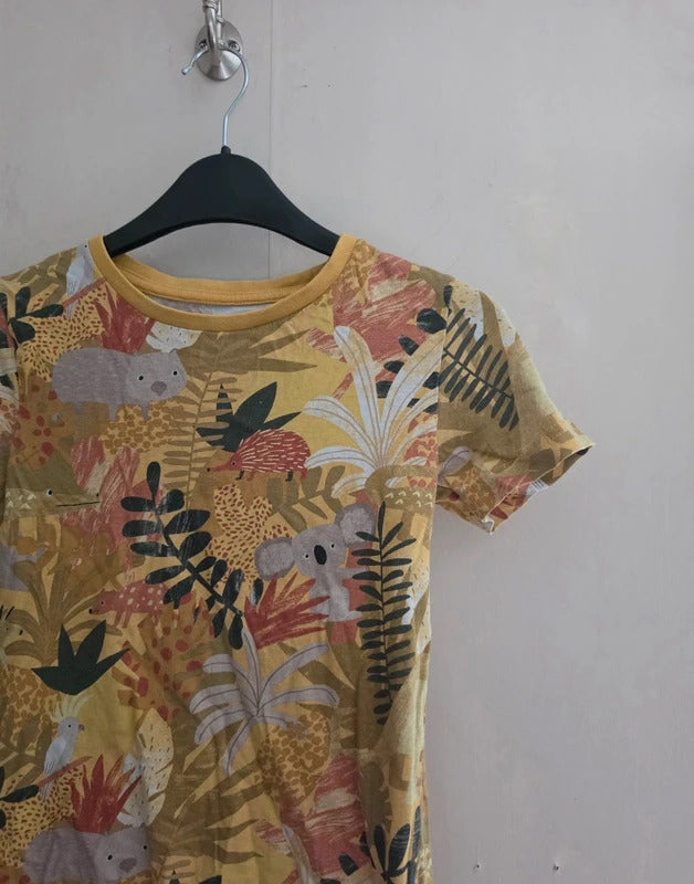 Tu Boys Mustard Yellow Australian Animal Jungle Print Short Sleeve T-Shirt Age 6-7 Years