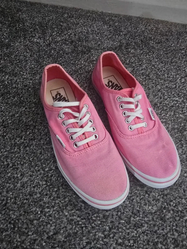 Vans Girls Pink Lace Up Canvas Skate Trainers Shoes Size UK 3