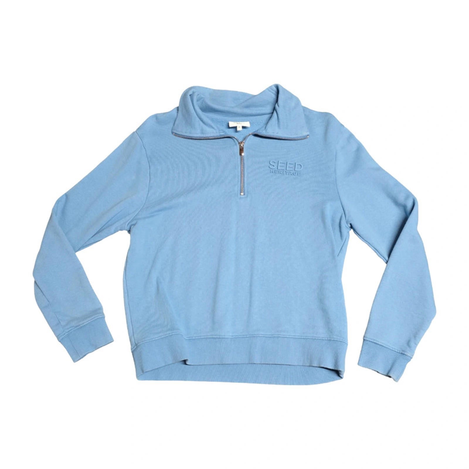Seed Heritage Quarter Zip Jumper Blue XS UK Size 6/8 Casual Layering