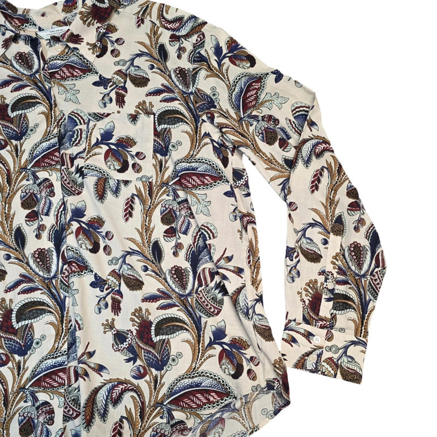 & Other Stories Floral Shirt Beige Size 10 Work Causal