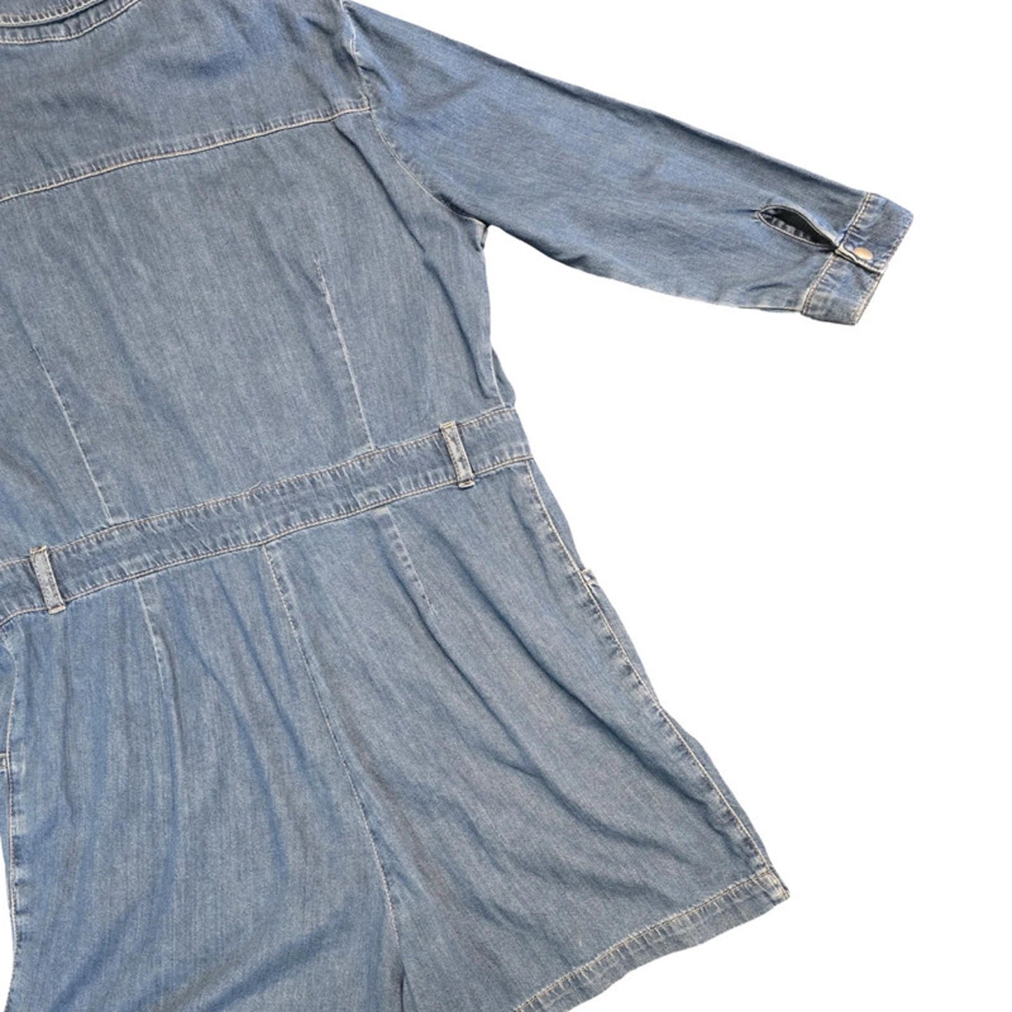 Miss Selfridge Denim Playsuit Blue Size 14 Petite Long Sleeve