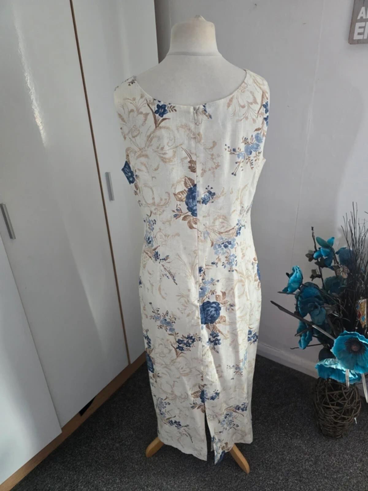 Bianco 100% Linen Occasion Dress & Blazer Set Size 14