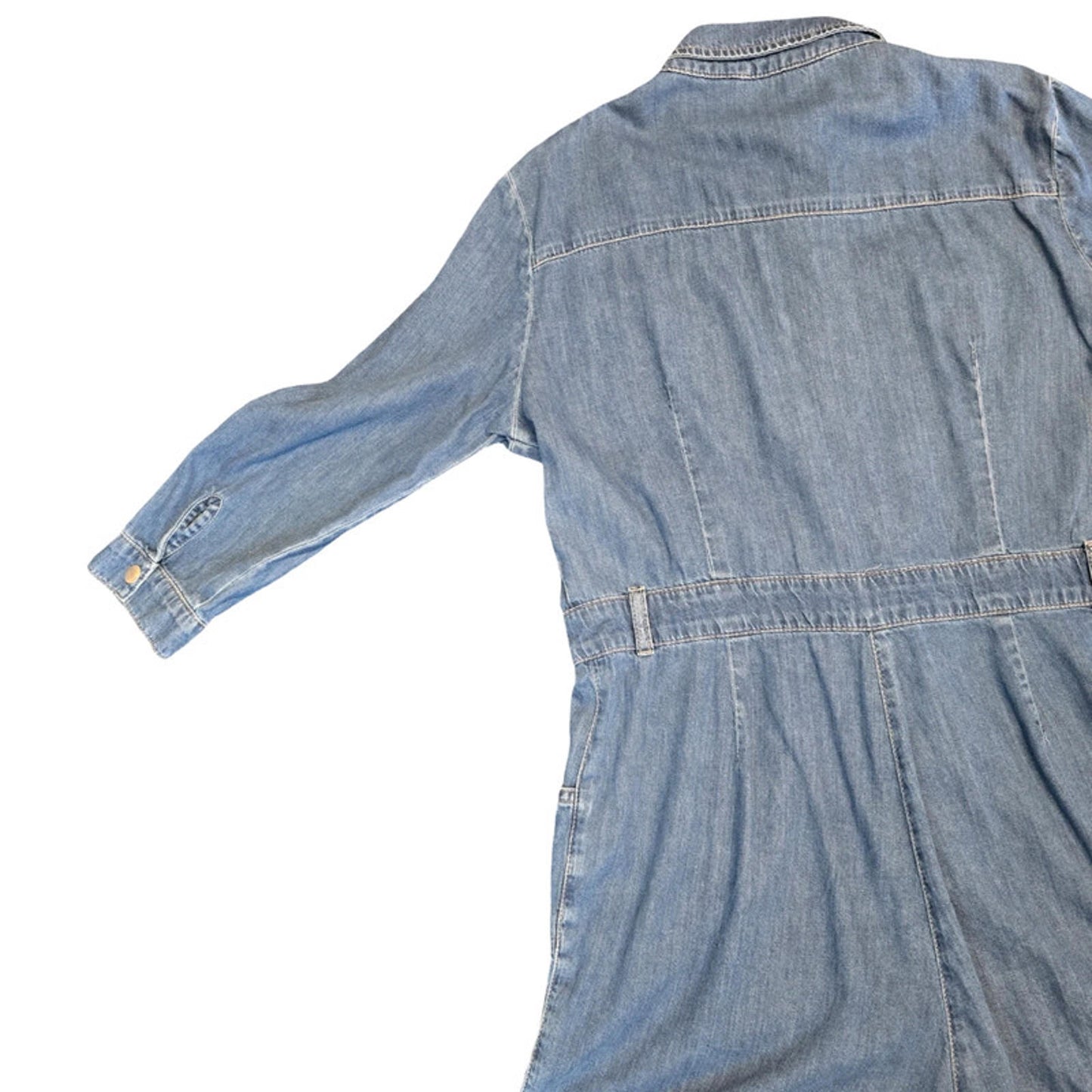 Miss Selfridge Denim Playsuit Blue Size 14 Petite Long Sleeve