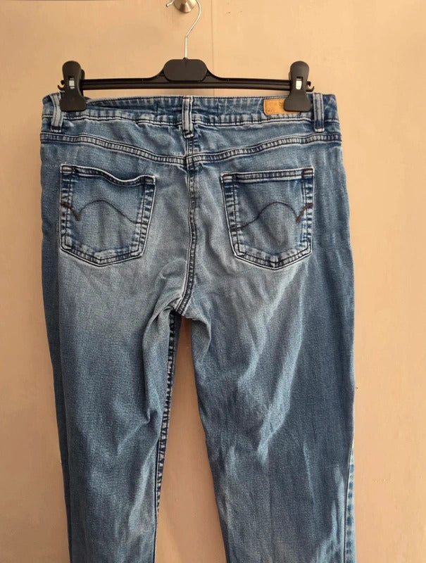 Next Mid-Rise Relaxed Skinny Blue Denim Jeans Size 10 Regular (10R)