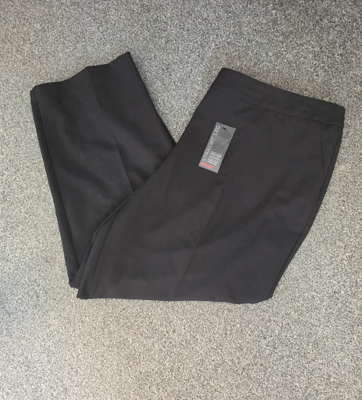 Avenue Women's Black Straight Leg Tummy Control Trousers Size 22 NWT