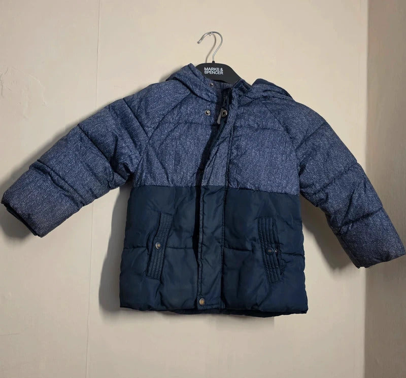 Primark Boys Navy Blue Hooded Puffer Coat Age 3–4 Years