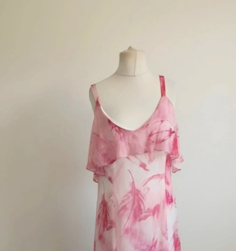 Roman Pink & White Layered Maxi Dress Size 14